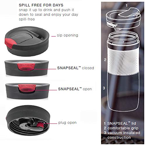 Contigo Byron Snapseal Travel Mug, Stainless Steel Thermal Mug, Vacuum Flask, Leakproof Tumbler, Coffee Mug with BPA Free Easy-Clean Lid, 590 ml, Black