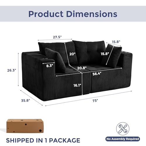 MAXYOYO Modular Sectional Sofa Couch, U Shaped Modern Cloud Couch with 2 Ottomans, Sofa in A Box, Tufted 6-Seat Boneless Sleeper Chair for Living Room, No Assembly Required, Grey