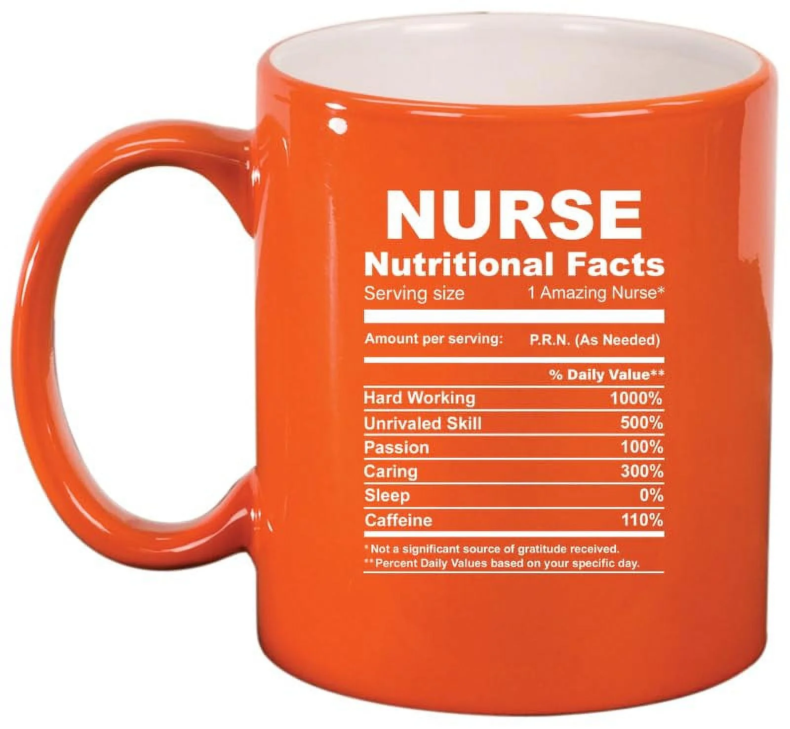 Nurse Nutrition Facts Funny Gift Ceramic Coffee Mug Tea Cup Gift for Her, Him, Friend, Coworker, Wife, Husband (11oz Orange)
