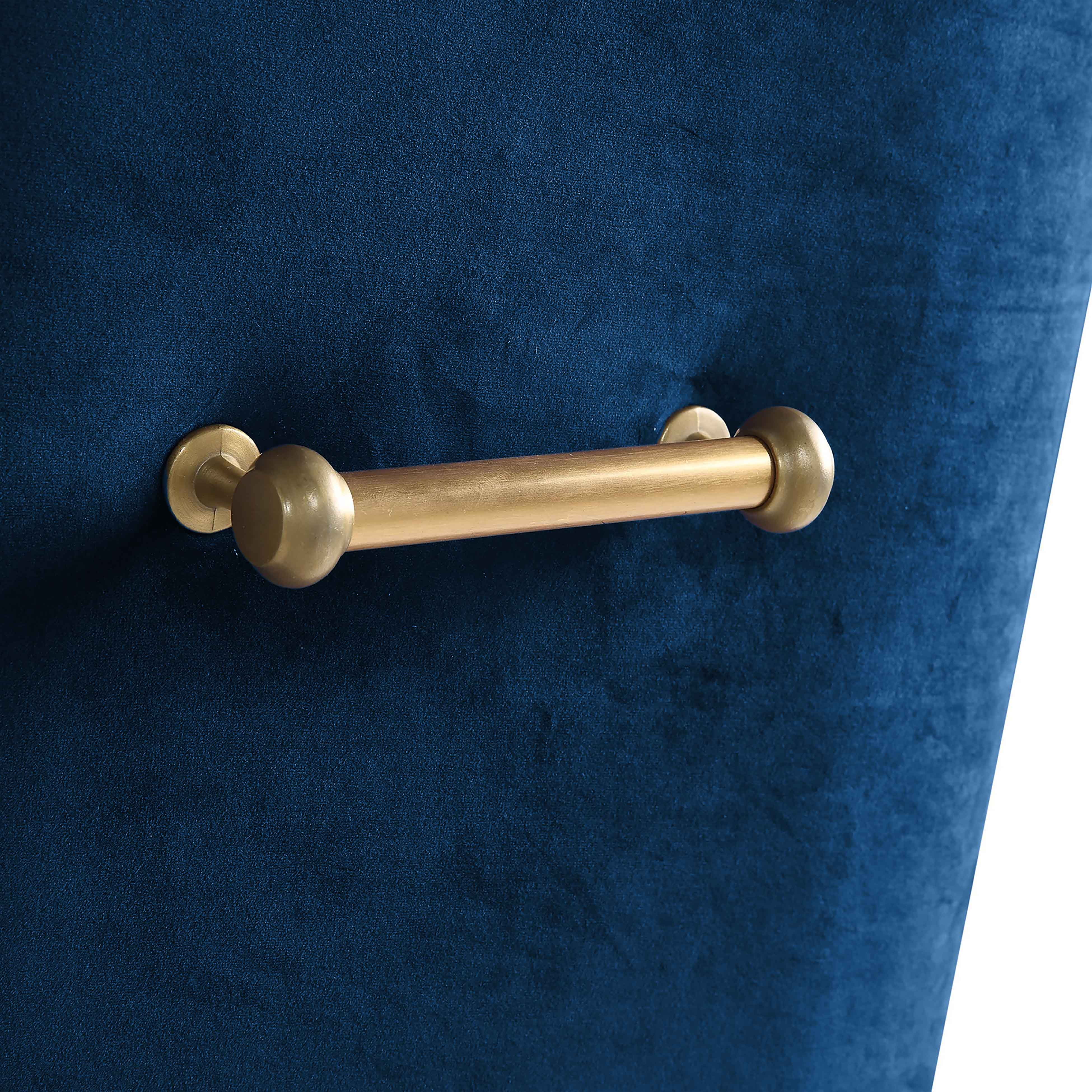 TOV Furniture Beatrix Navy Velvet Side Chair with Gold Legs