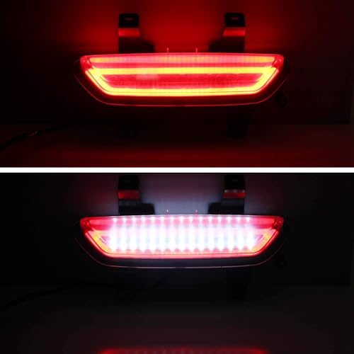 iJDMTOY Clear Lens All-in-One LED Rear Fog Light Kit Compatible with 2015-2017 Ford Mustang, w/Brilliant Red LED Ring as Tail/Brake Lamp & White LED as Backup Reverse Lamp