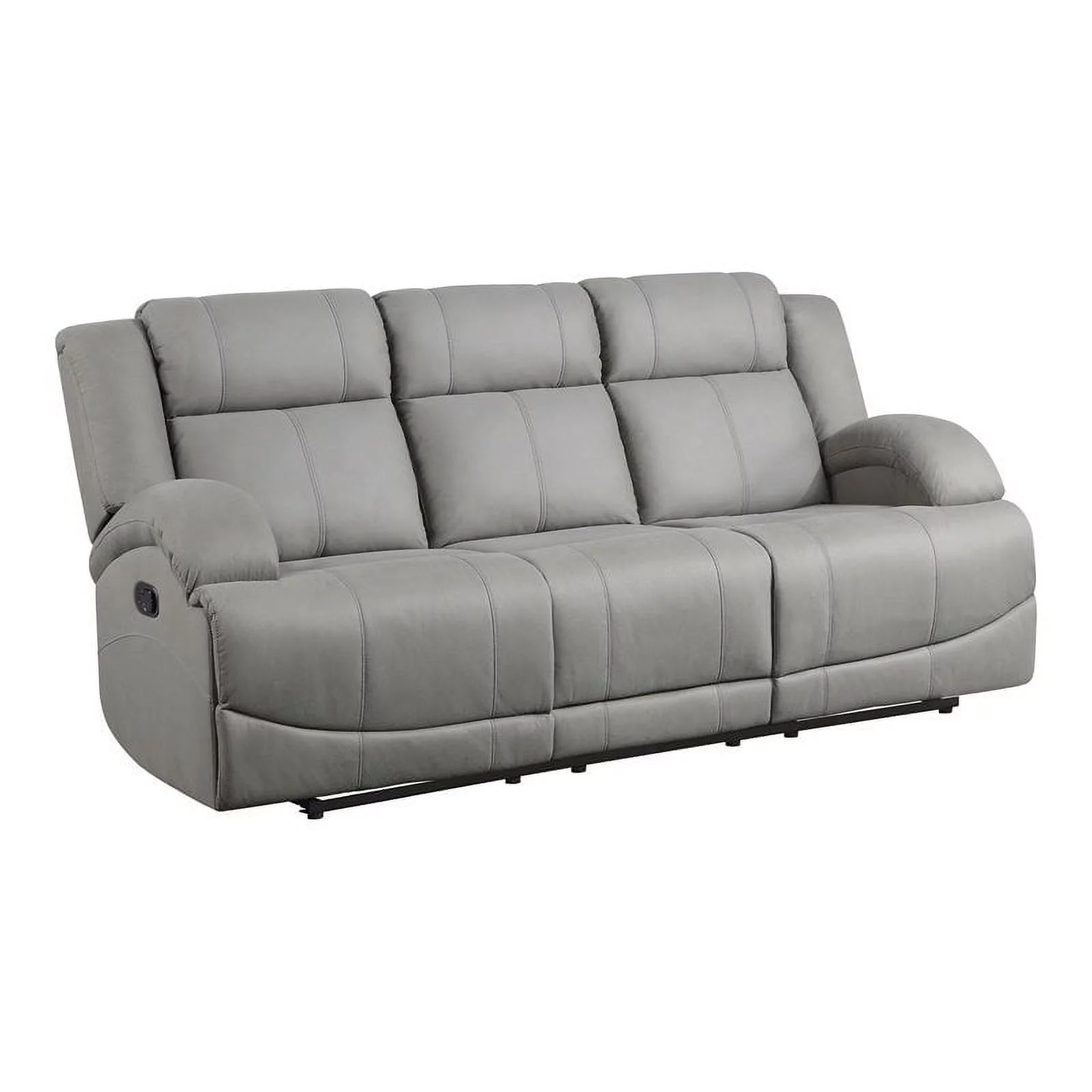 Lexicon Camryn Traditional Wood & Fabric Double Reclining Sofa in Gray