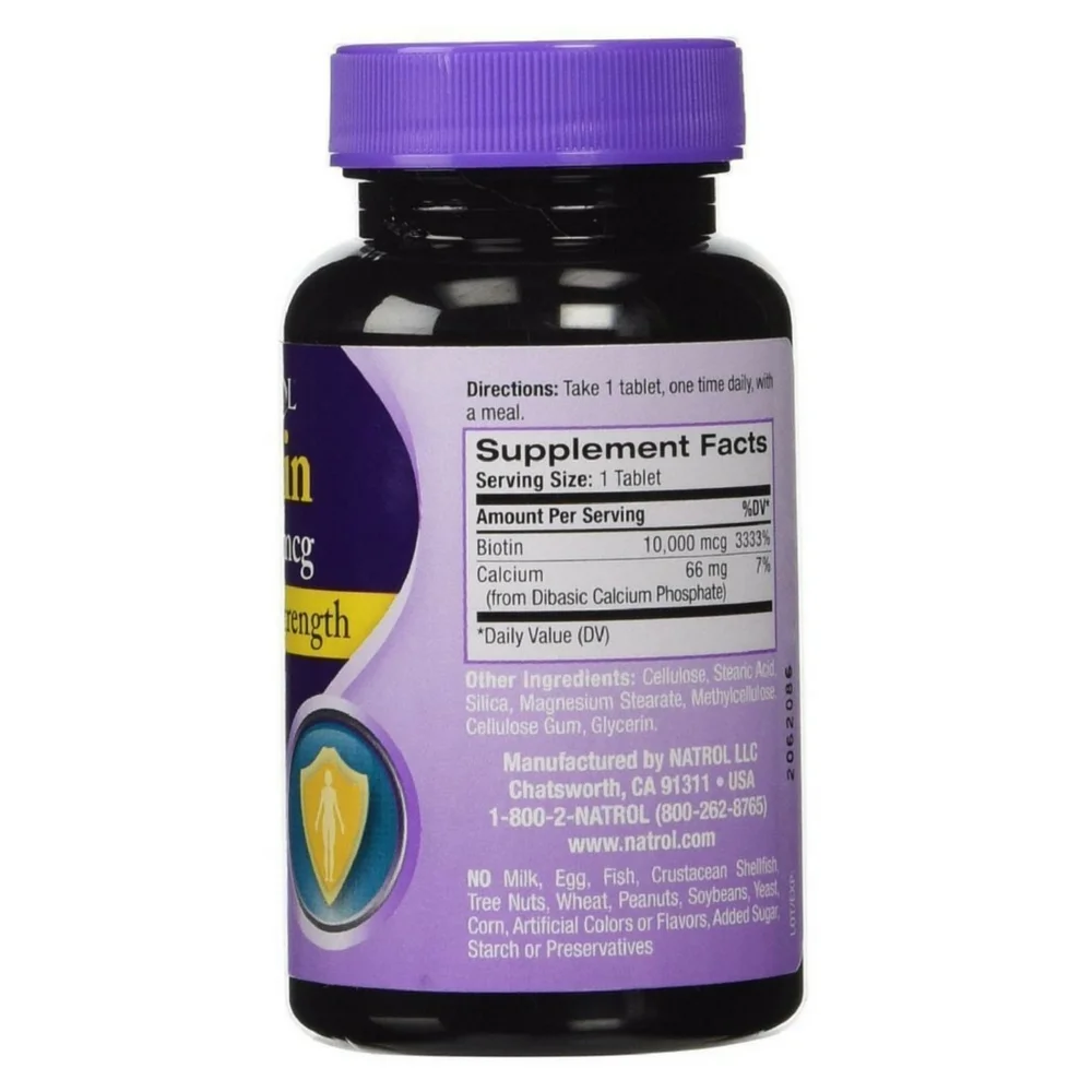 Natrol Biotin Beauty Maximum Strength, 10,000 mcg Tablets 100 ea (Pack of 6)
