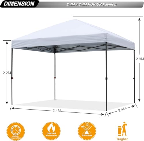 ABCCANOPY Pop Up Canopy - Outdoor Patio Portable Canopy Tent Heavy Duty for Backyard and Deck with 4 Sandbags(White, 10x10)
