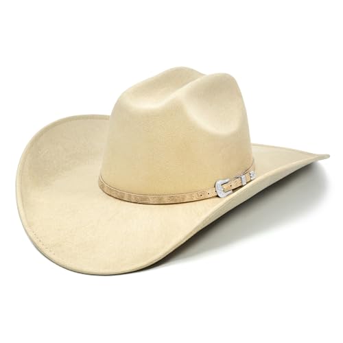 Cowboy Hat for Women and Men with Shapeable Wide Brim - Felt Cattleman Western Hats for Cowboys and Cowgirls
