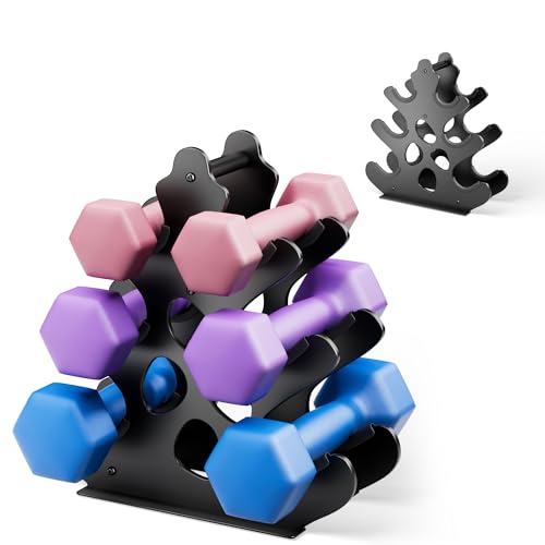 Dumbbell Rack Stand with Anti-Slip Pads for Home Gym, Compact A-Frame Design Weight Rack with Handle, Coral-Inspired & Space-Saving Dumbbell Holder (Dumbbells Not Included)