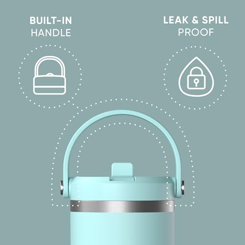 Hydrapeak Nomad 24 oz Tumbler with Handle and Straw Lid, Leakproof, Double Insulated, 24oz Cup Stainless Steel (Blush)