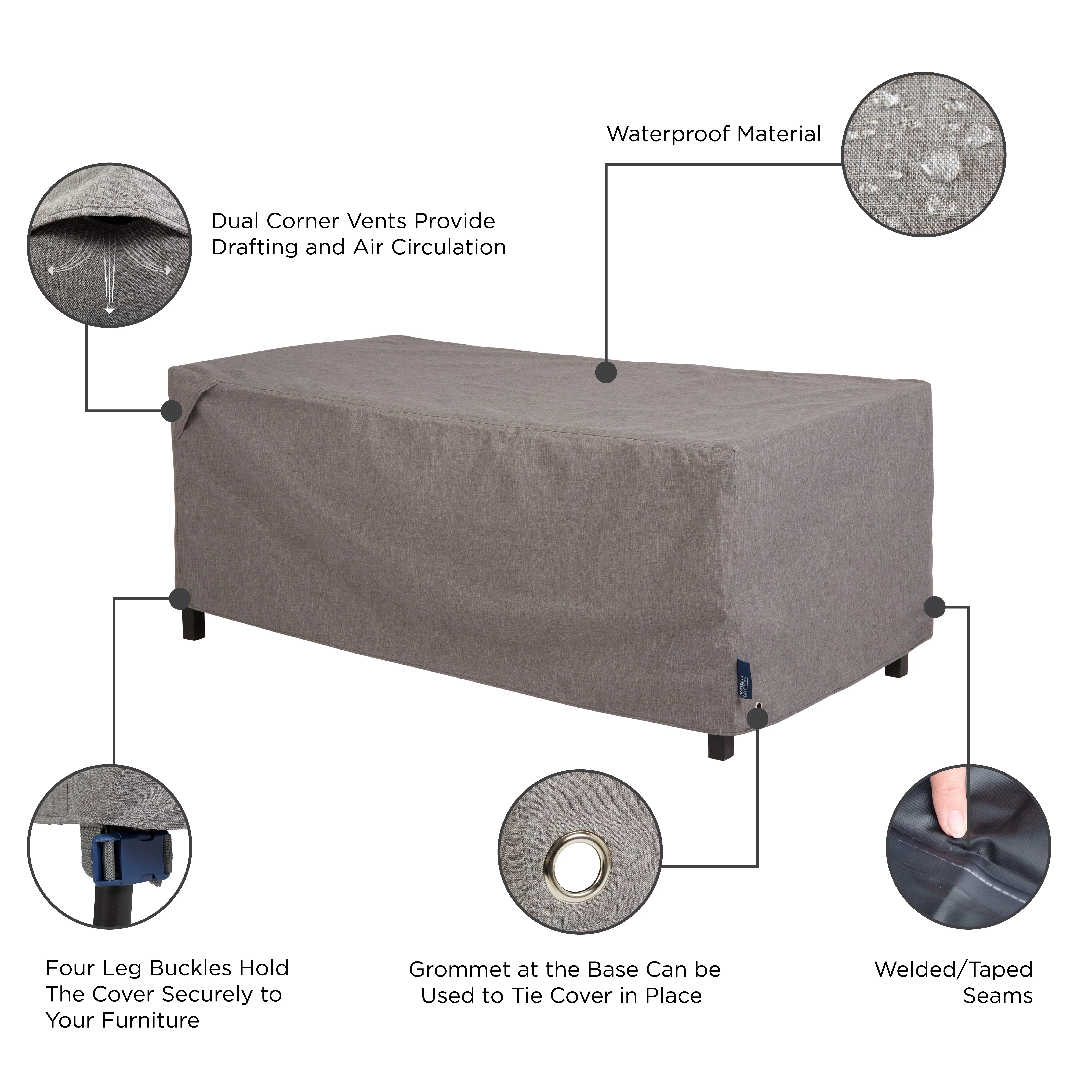 Modern Leisure Garrison Patio Ottoman Cover, Waterproof, 48