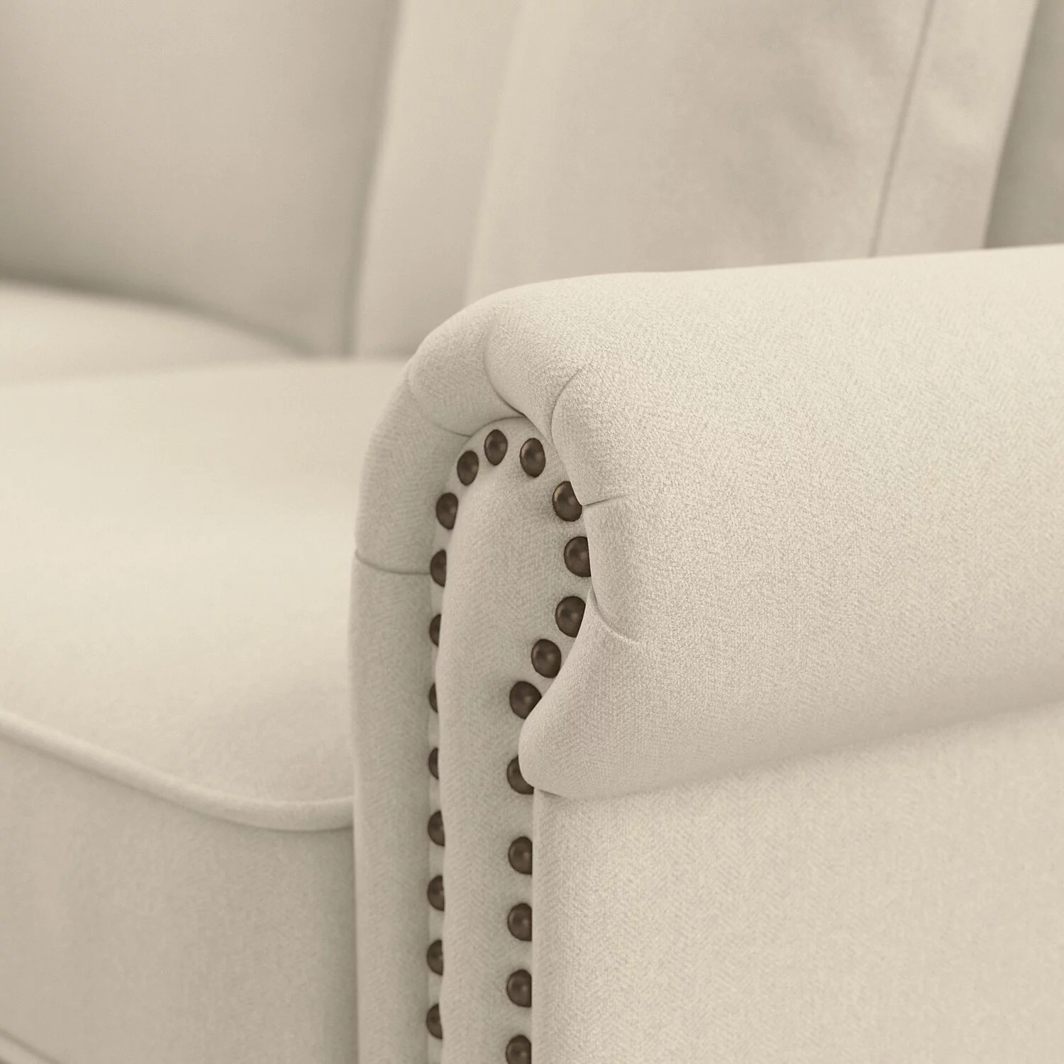 Coventry 85W Sofa in Cream Herringbone Fabric