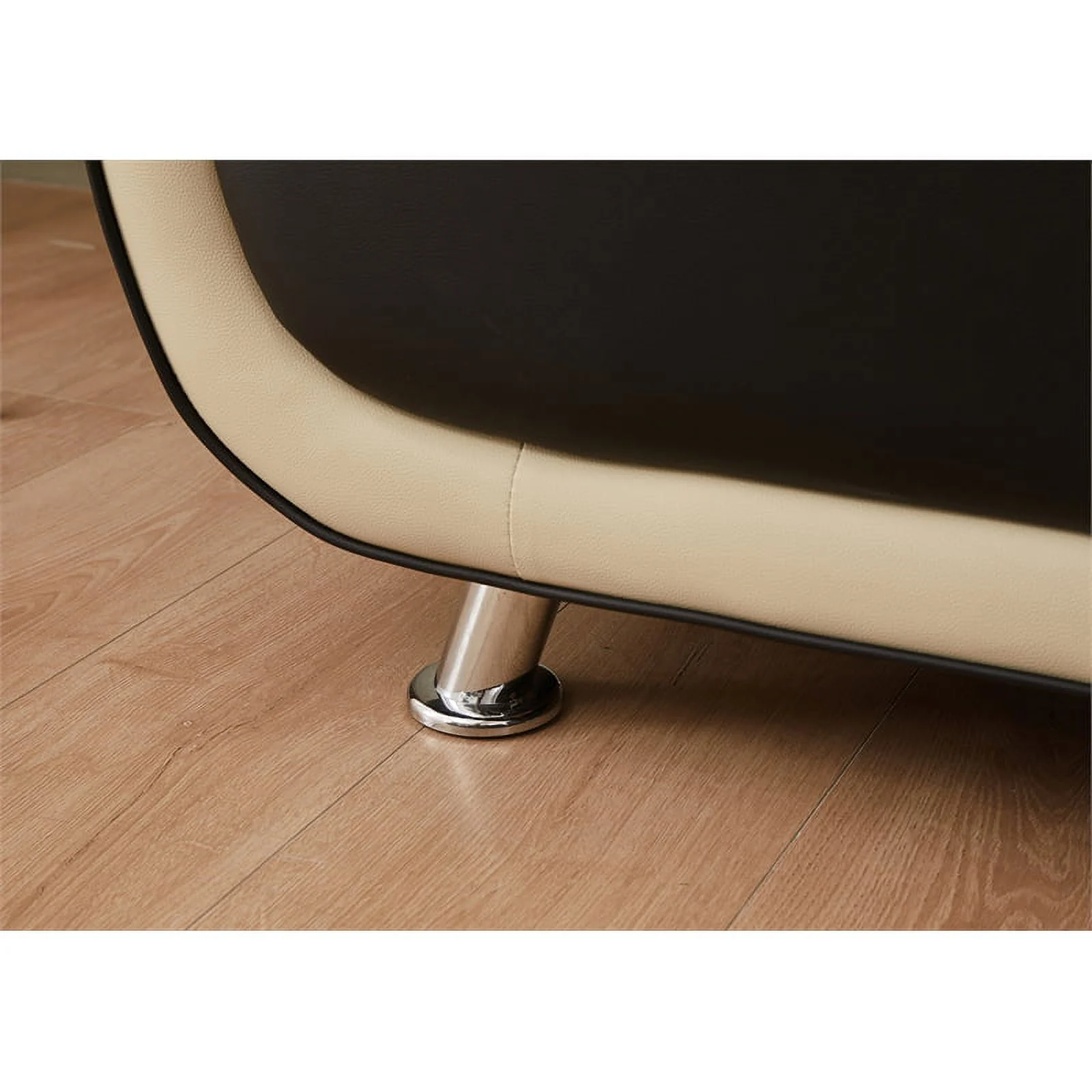 Home Square 2-Piece Set with Faux Leather Sofa and Loveseat in Black & Beige