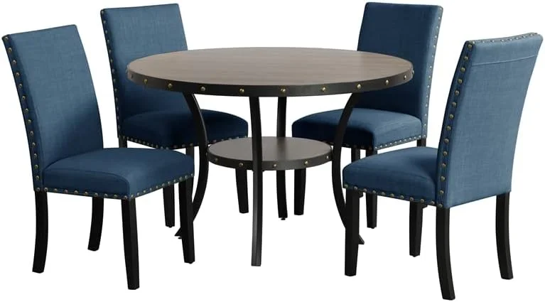 Crispin Solid Wood Round Dining Table, 48-Inch, Gray