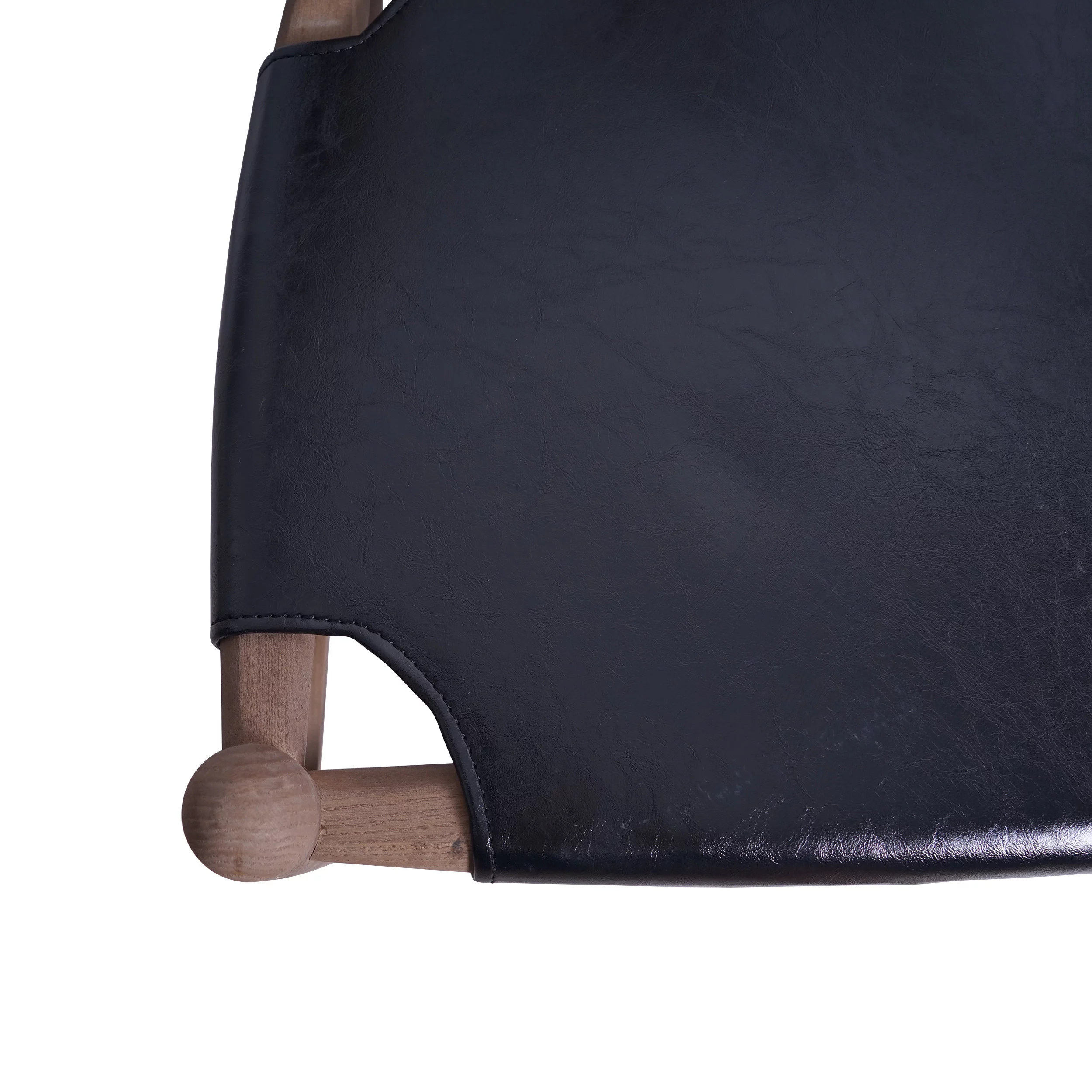 GDF Studio Quince Rustic Faux Leather and Elm Wood Wishbone Chair, Black and Antique