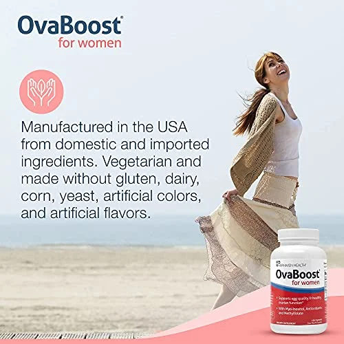 Fairhaven Health Ovaboost with Myo-Inositol, Folate, CoQ10, and Vitamins - Womens Ovulation & Egg Quality - Natural Fertility Supplement (120 Capsules)