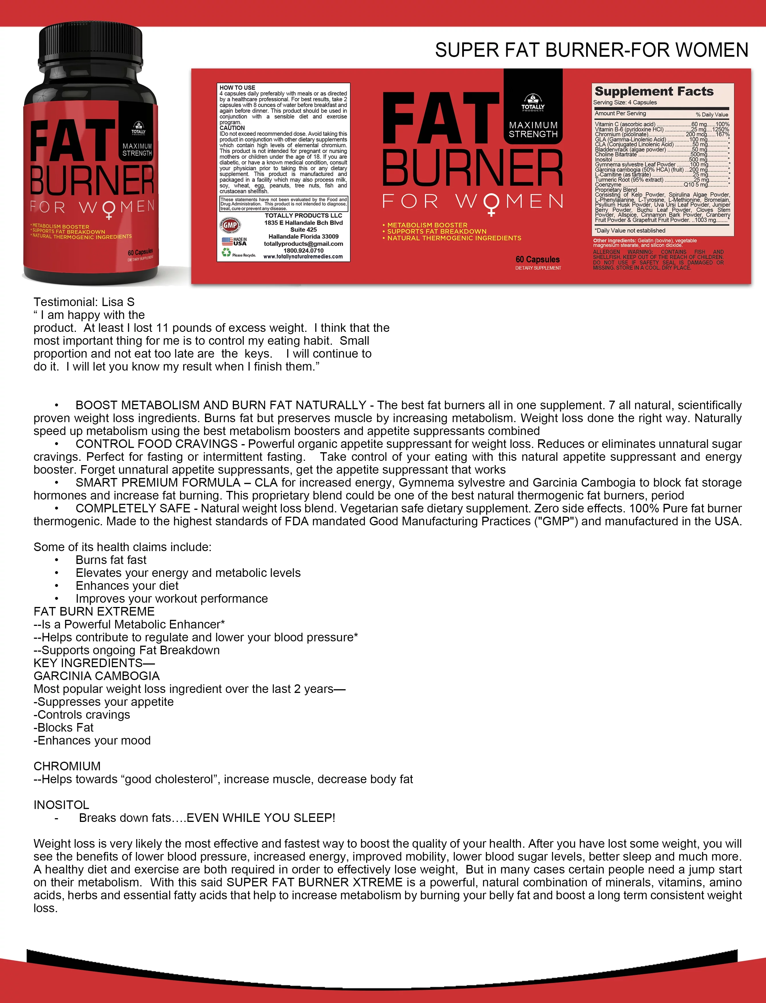 Totally Products Fat Burning Supplement for Women (Pack of 2)