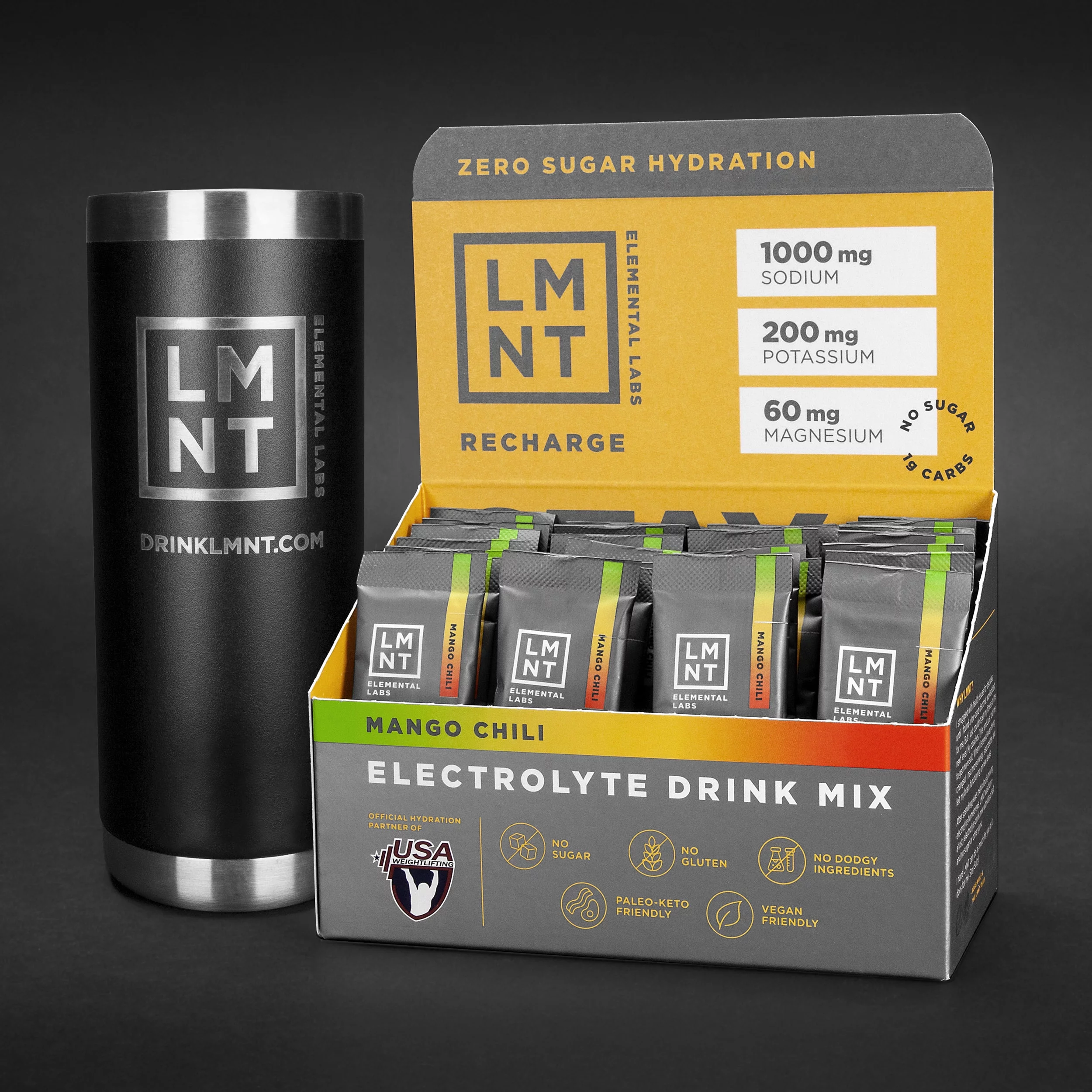 LMNT Electrolyte Drink Mix | Hydration Powder | Keto & Paleo | No Sugar, No Artificial Ingredients | Mango Chili | 30 Stick Packs