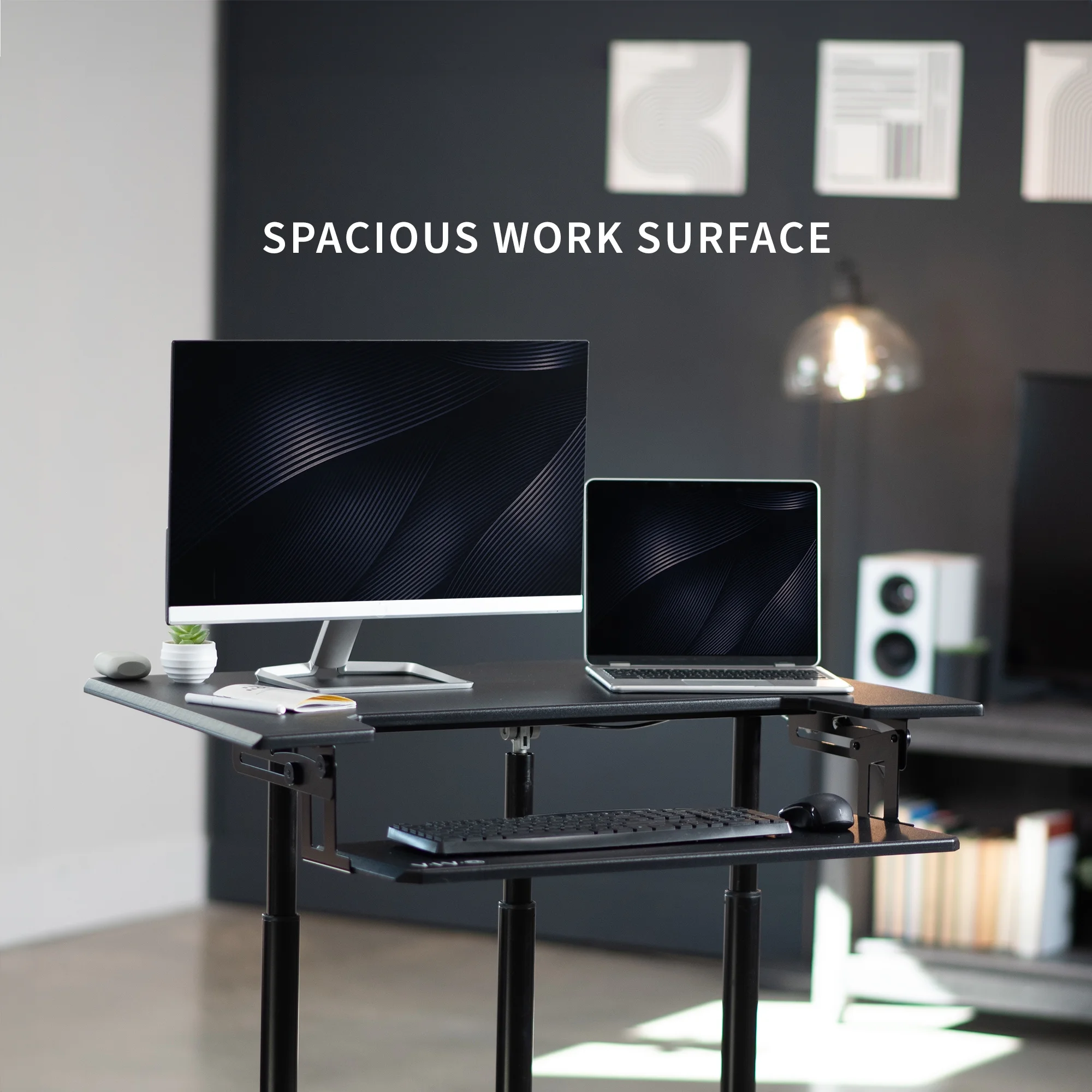 VIVO Mobile Height Adjustable Stand Up Desk Cart with Sliding Keyboard Tray