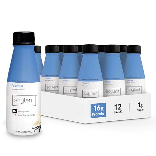 Soylent Complete Meal Replacement Shake, Gingerbread, 16g Complete Protein, Ready-to-Drink Plant Based Protein Drink, 1g Sugar, 11oz (12 Pack)