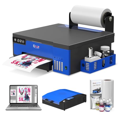 DXZ Upgraded A4 DTF Printer with Film Cutter-XP600 Doubled Printing Speed Compared to L1800 and L805,Built-in White Stirring System for DIY T-Shirt,2-Year Ink Included (Printer+Oven+Ink)