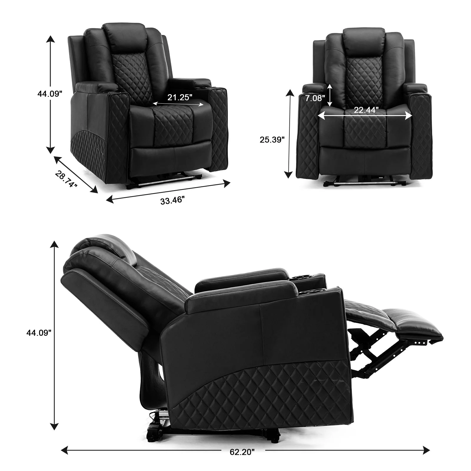 COMHOMA Massage Recliner Chair Power Massage PU Leather Living Room Chair with LED Light, Black