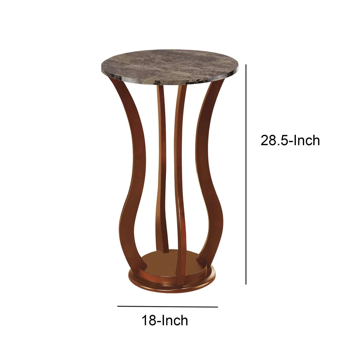 Benzara Transitional Wooden Plant Stand With Faux Marble Top, Brown