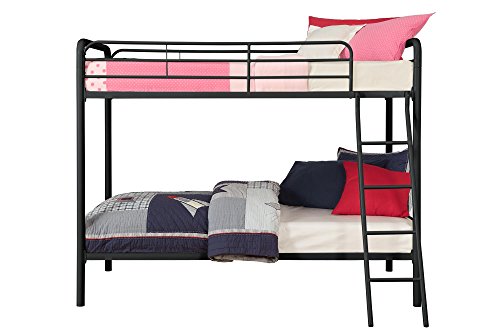 DHP Twin-Over-Futon Convertible Couch and Bed with Metal Frame, Ladder and Guardrails - Black