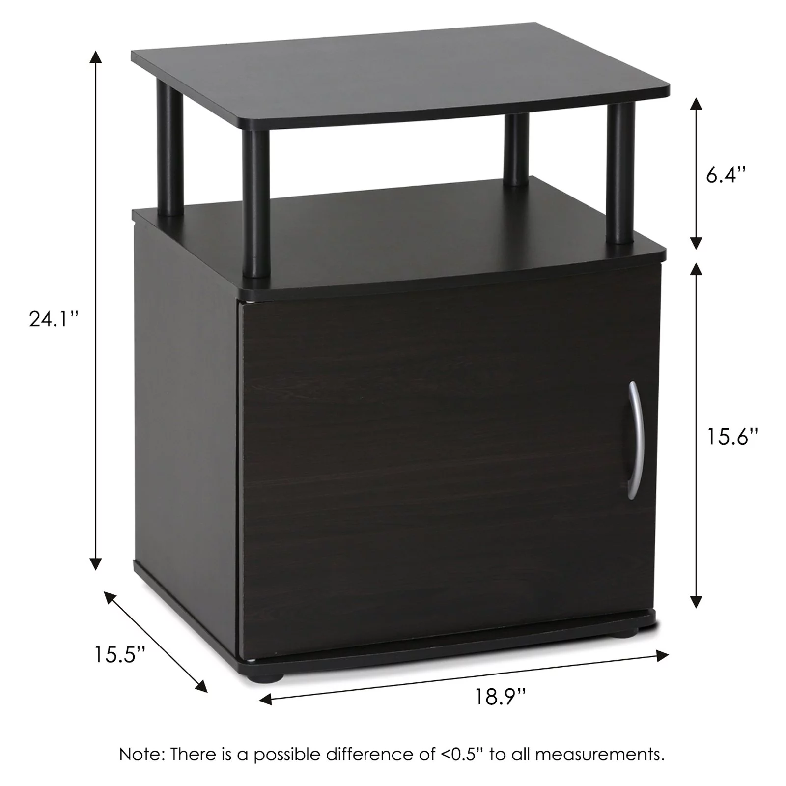 Furinno JAYA Utility Design End Table, Black