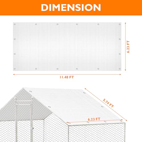 Chicken Coop Cover,11.48 * 6.23 FT Cover for Chicken Run Large Metal Chicken Coop Pen
