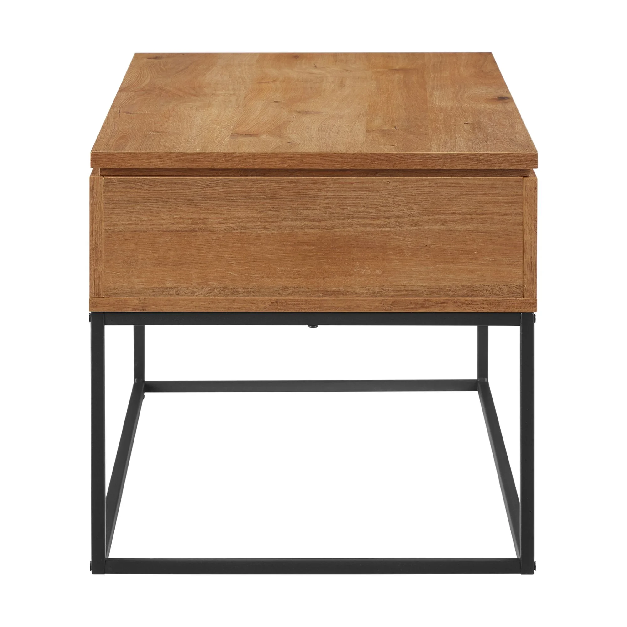 Walker Edison Modern Wood and Metal Lift-Top Coffee Table, English Oak