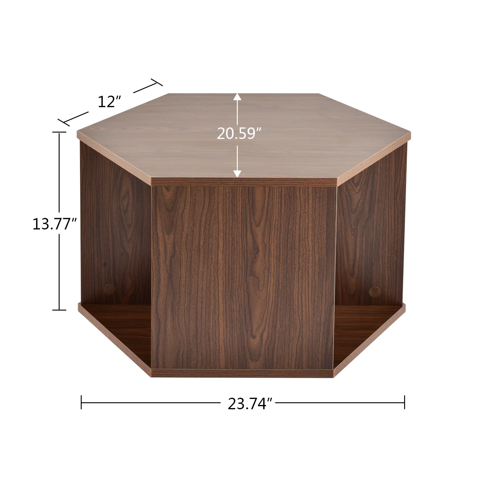 WELLAND Hexagonal Multifunctional Coffee Table, Walnut Finished