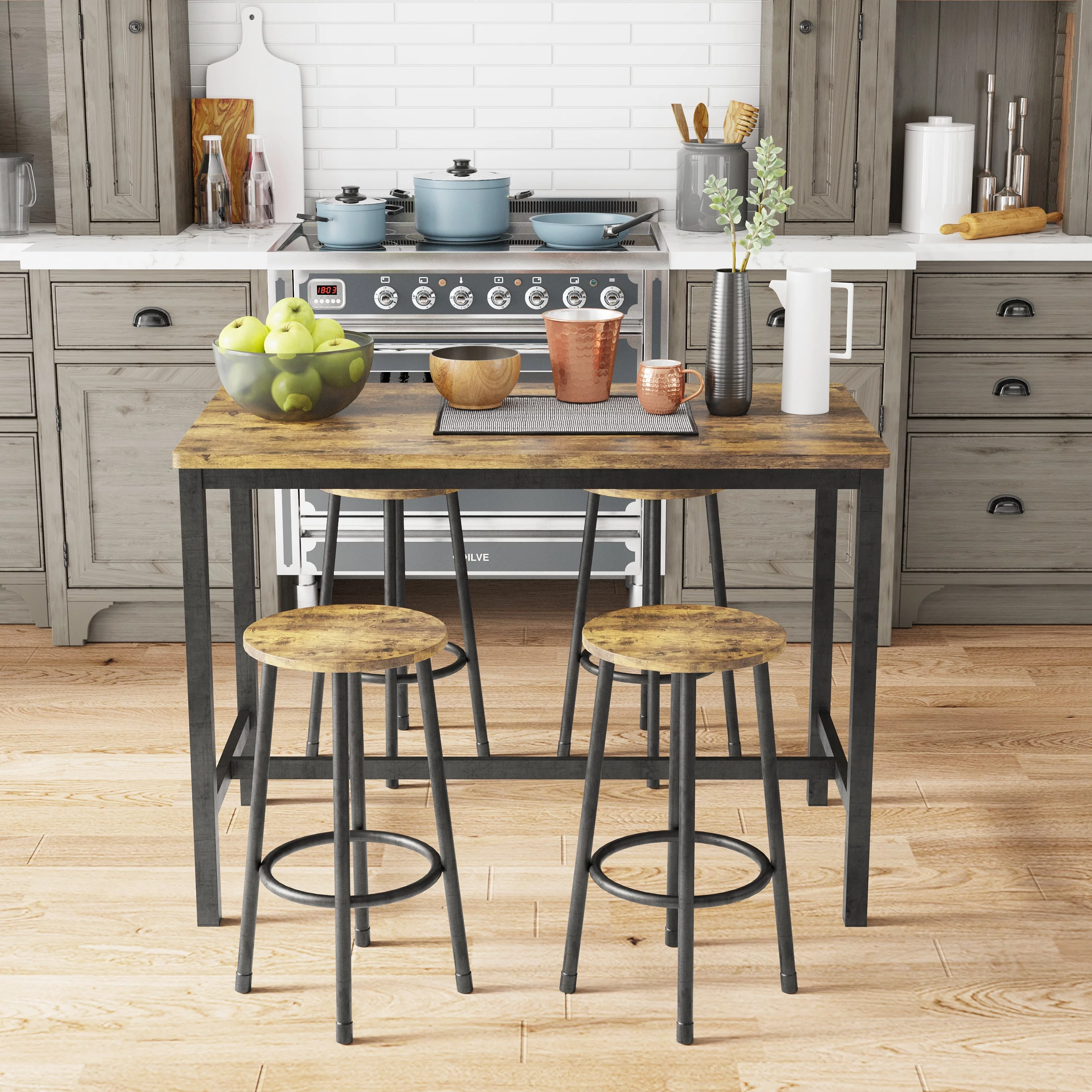 Modern 5-Piece Dining Table Set with Ergonomic Design, Space-Saving