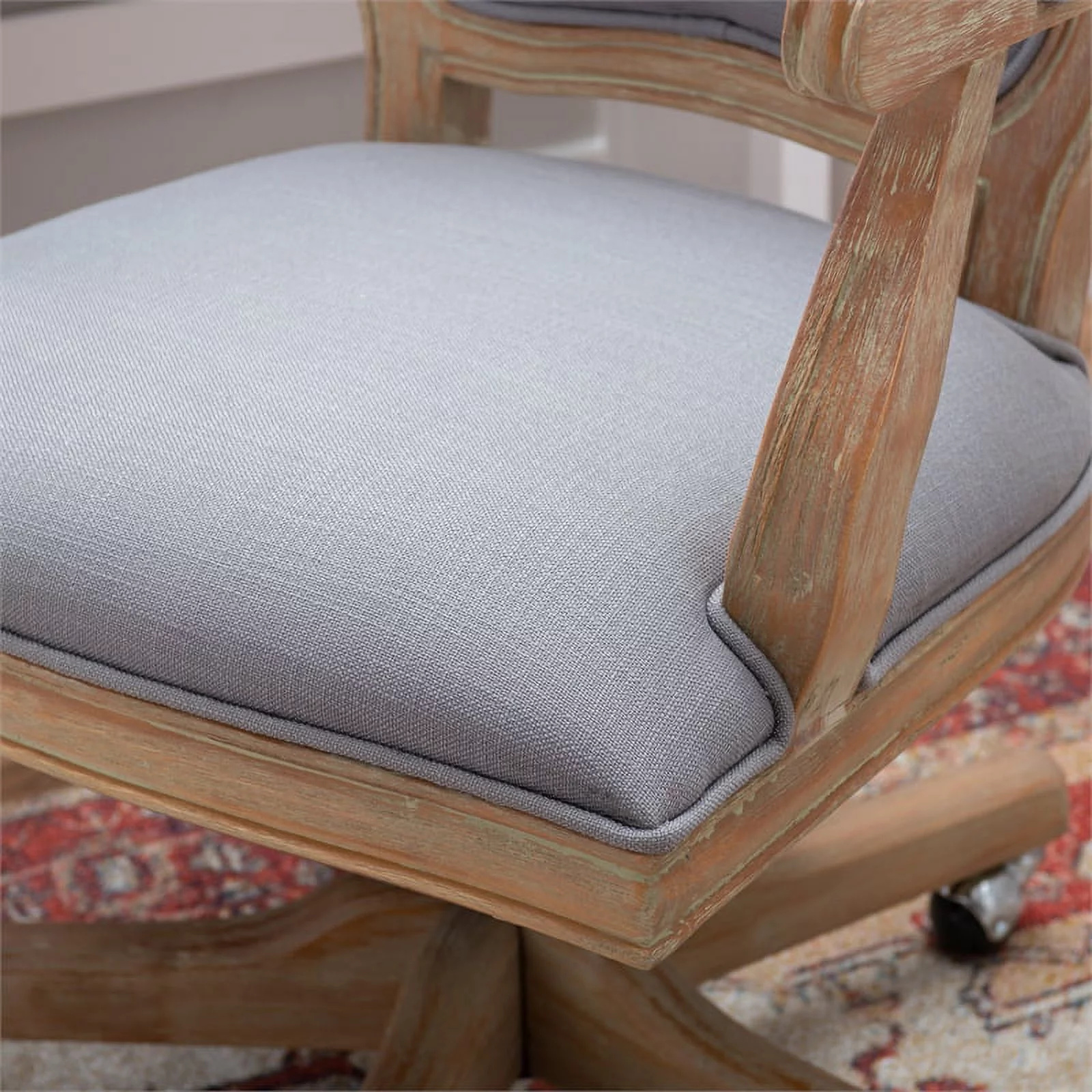 UrbanPro Farmhouse Wood Upholstered Office Chair Light Gray