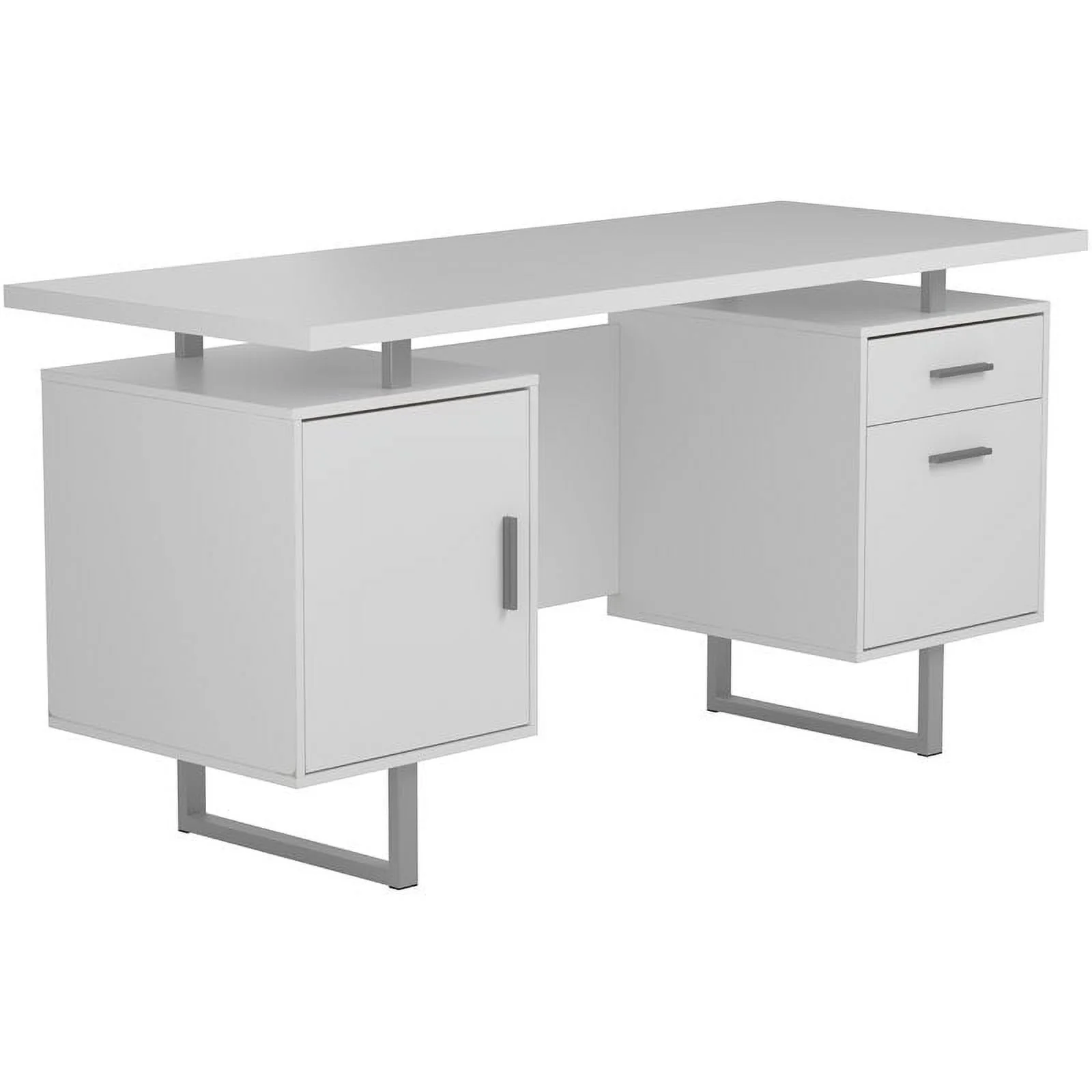 UrbanPro Traditional Floating Top Office Desk in White Gloss