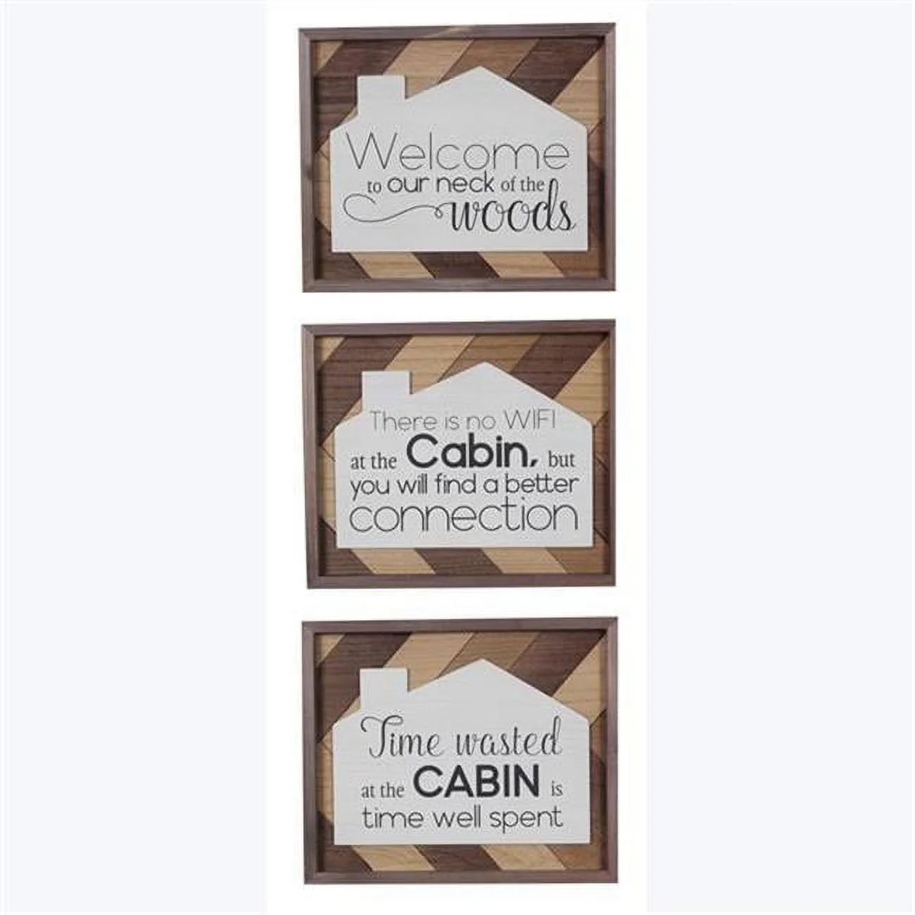 Wood Lodge Cabin Wall Sign, Assorted Color - 3 Piece