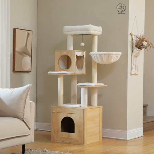 Tall Cat Tree with Litter Box Enclosure 57.5