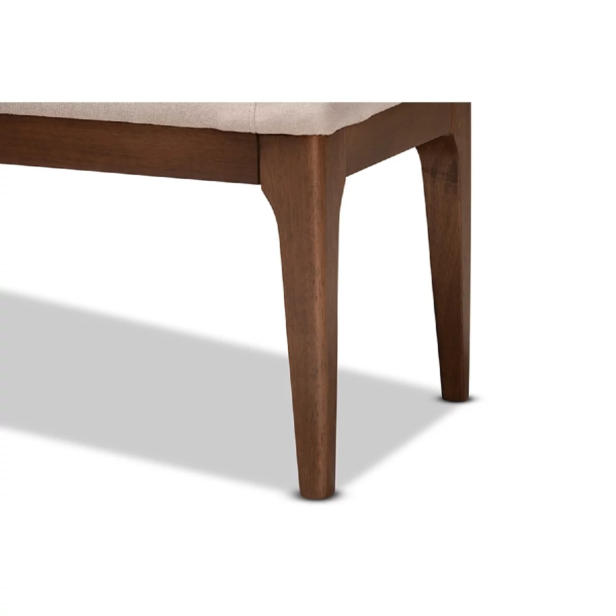 Baxton Studio Walsh Mid-Century Modern Beige Fabric Upholstered and Walnut Brown Finished Wood Dining Bench