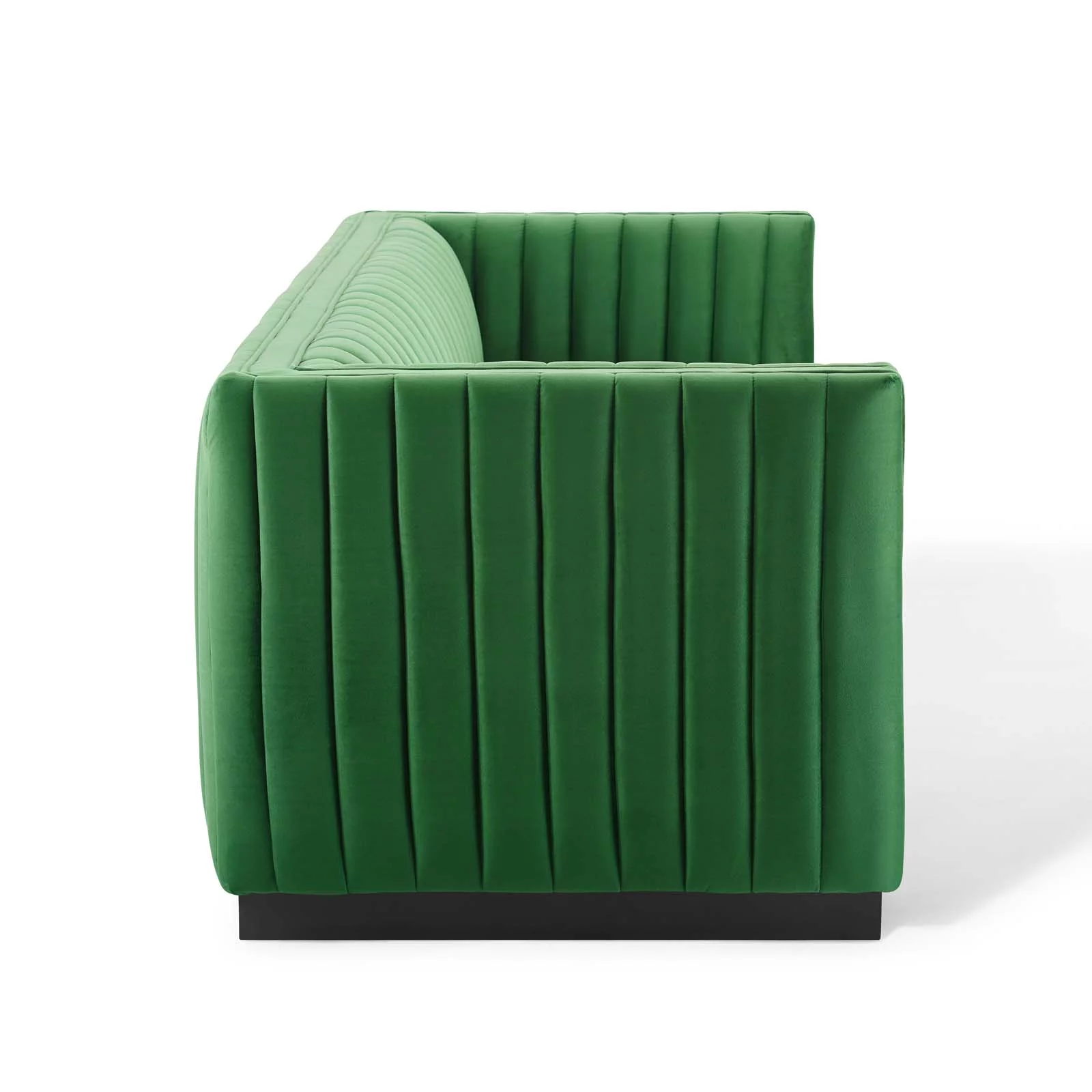 Modway Conjure Channel Tufted Velvet Sofa in Emerald