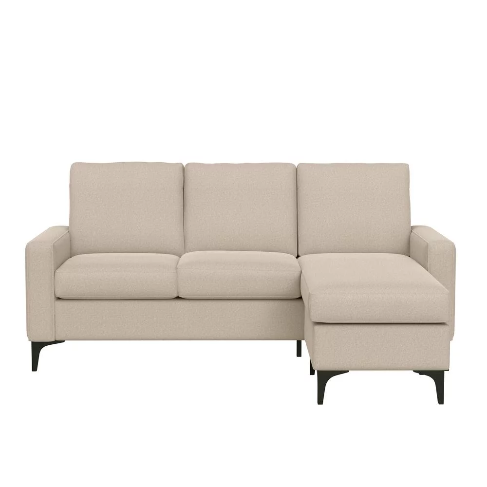 Hillsdale Matthew Fabric Upholstered Reversible Chaise Sectional Oatmeal Beige