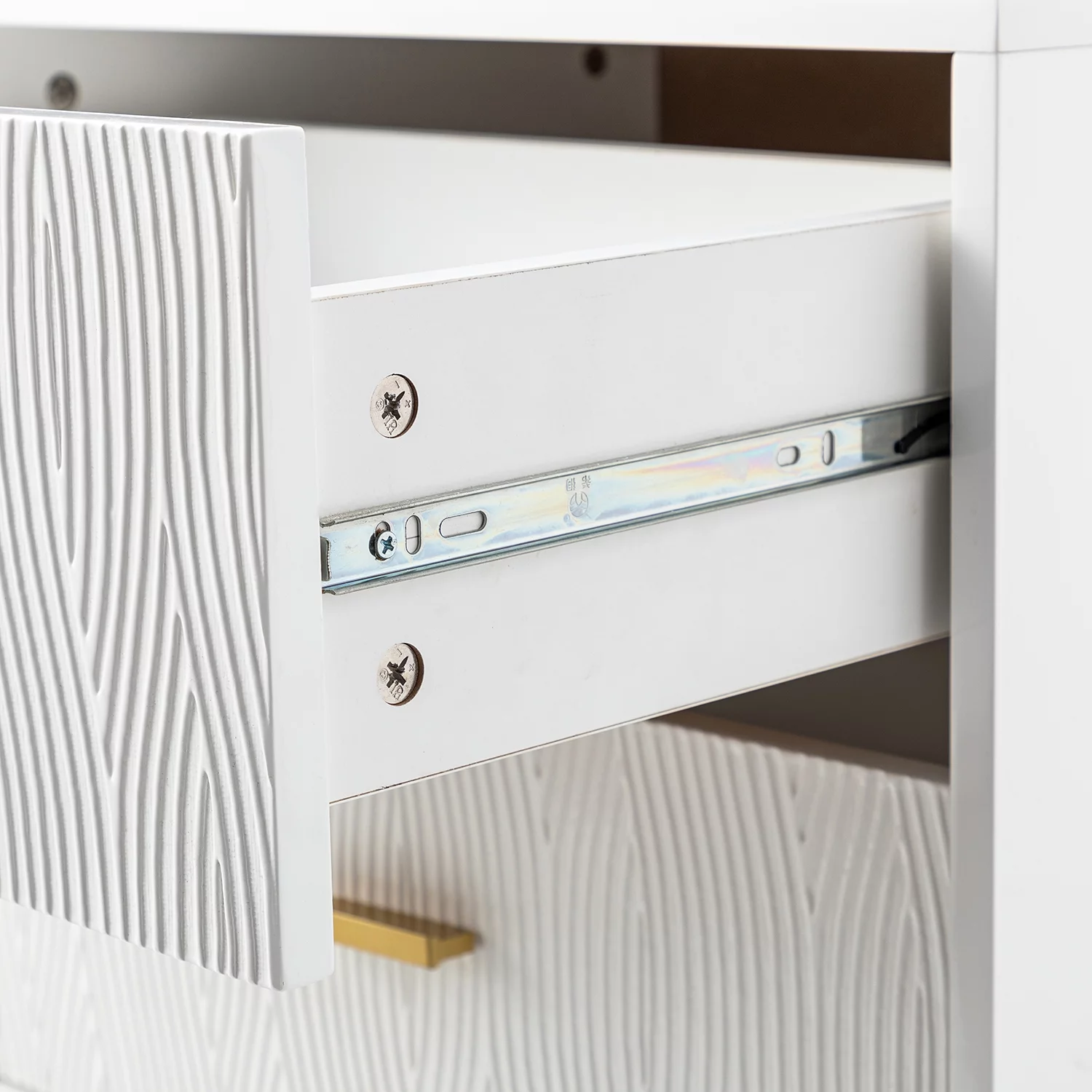 Smart FENDEE Mid Century Nightstand Fluted Night Stand with 2 Drawers,Bedroom,Wooden,Adult,White