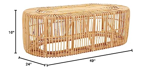 Safavieh Home Collection Jabez Tropical Coastal Rattan Oval (Fully Assembled) Coffee Table
