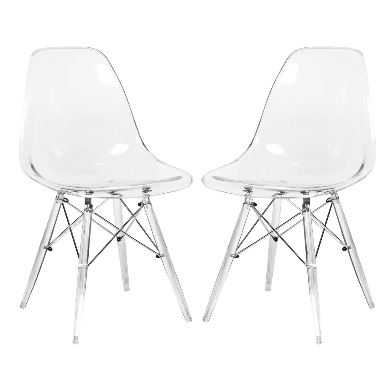 Dover Molded Side Chair with Acrylic Base, Set of 2 - Clear