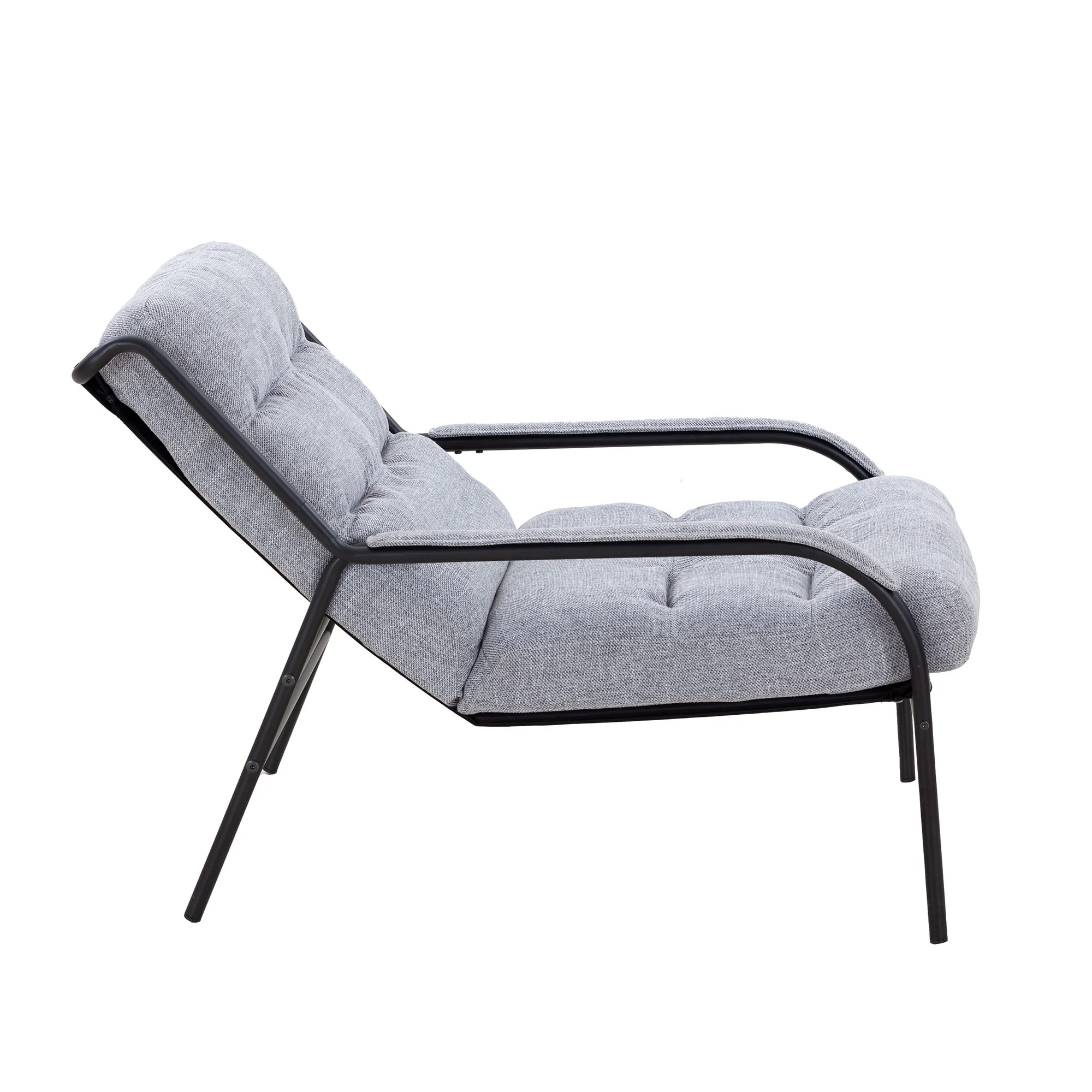 Lounge Recliner Chair with Metal Frame and Removable Cushion Navy Blue