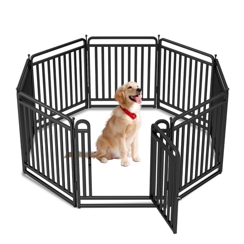 New Thickened Version Dog Playpen, 32 Inch Dog Fences for The Yard, Portable Outdoor Dog Playpen for Large/Medium/Small Dogs, Foldable Metal Dog playpen, with Doors (16 Panels)