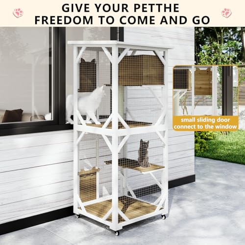 LEMBERI Cat House Outdoor Catio Cat Enclosures on Wheels, 71