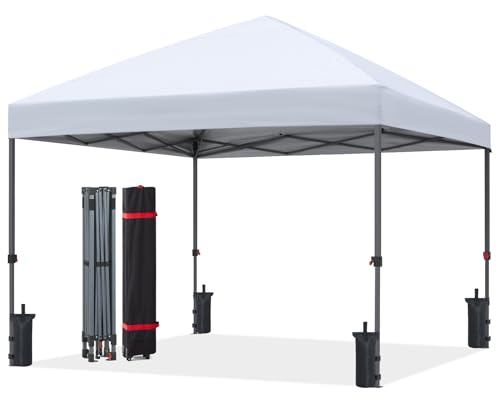 ABCCANOPY Pop Up Canopy - Outdoor Patio Portable Canopy Tent Heavy Duty for Backyard and Deck with 4 Sandbags(White, 10x10)