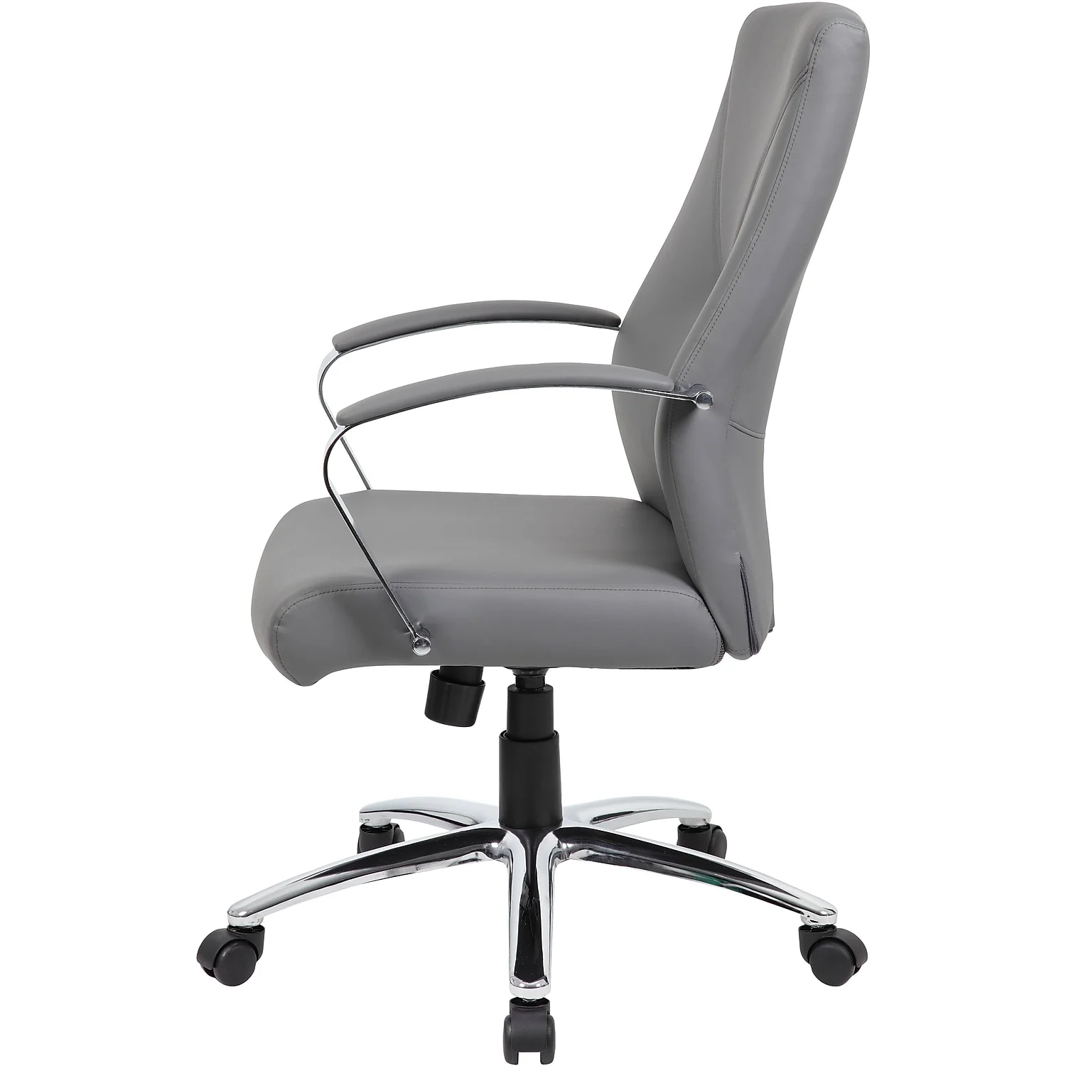 Boss Office Products B10101-GY LeatherPlus Executive Chair with Silver Accent, Grey