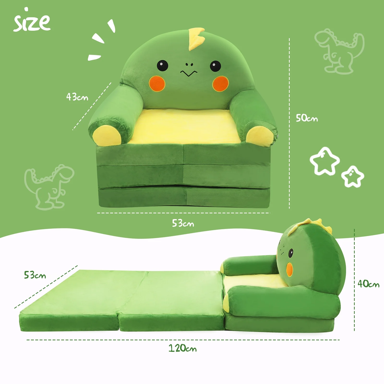 Blublu Park Toddler Chair Baby Sofa, Foldable Children Sofa, Infant Sitting Chair 2 in 1 Flip Out Couch and Mini Sofa for Girls and Boys, Toddler Recliners for 1-4 Year Olds