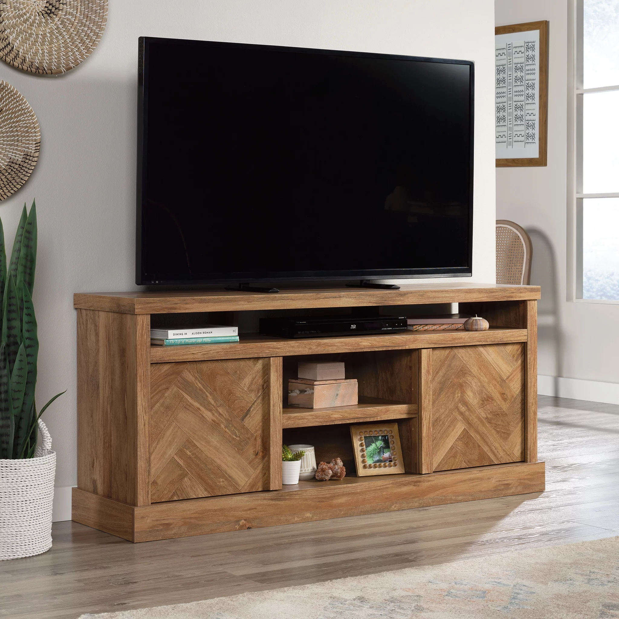 Sauder Cannery Bridge Herringbone TV Stand for TVs up to 65