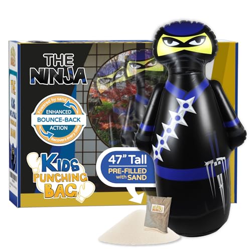 INFLATABLE DUDES Ninja Toy 40 Inches -Kids Punching Bag | Already Filled with Sand| Bop Bag | Inflatable Bopper | Boxing | Ninja Birthday Party | Punching Bag for Kids- (Little Dudes Nobi)