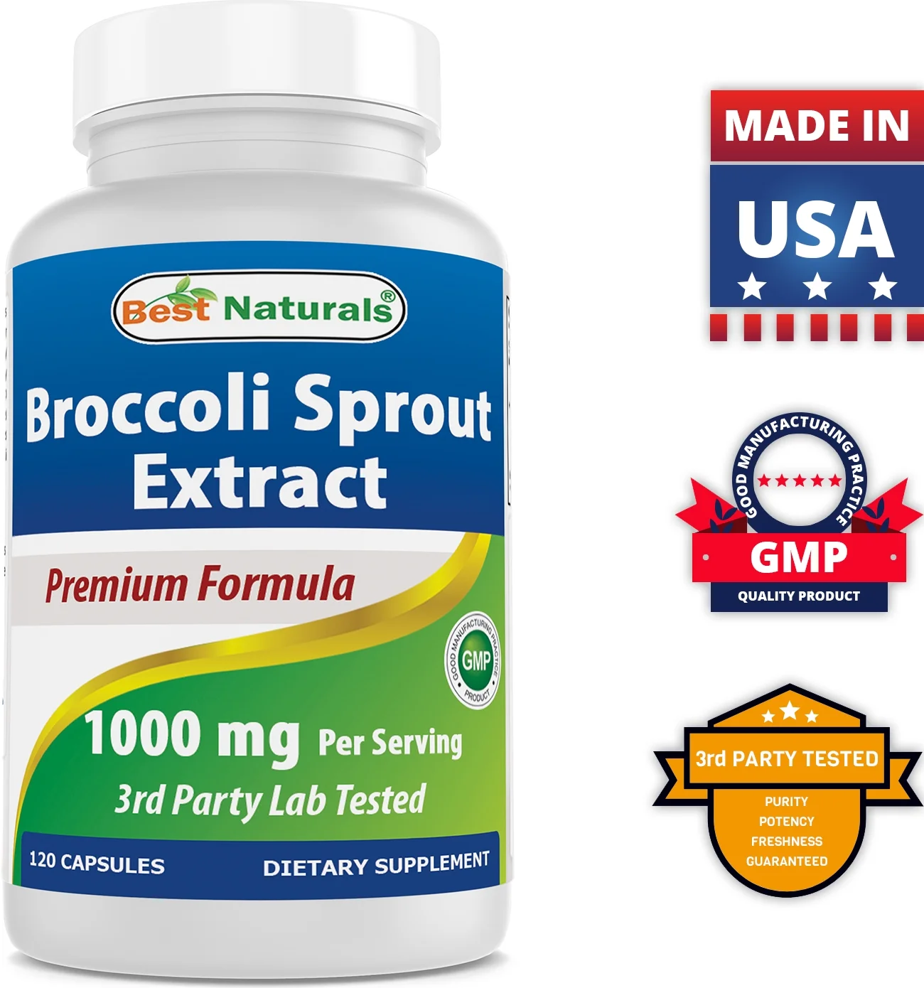 2 Pack Best Naturals Broccoli Sprouts Extract 1000 mg 120 Capsules