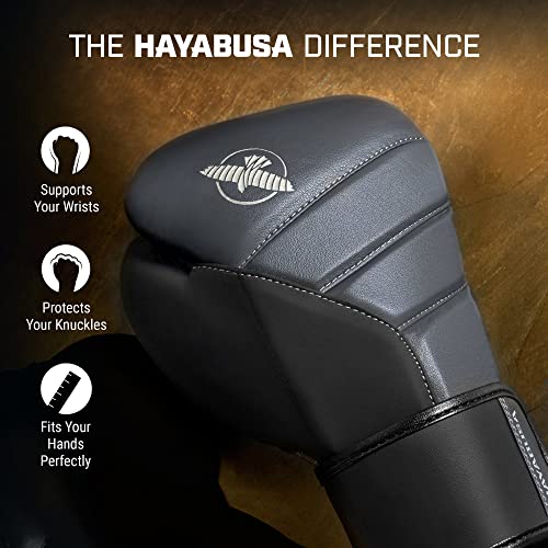 Hayabusa T3 Boxing Gloves for Men and Women Wrist and Knuckle Protection, Dual-X Hook and Loop Closure, Splinted Wrist Support, 5 Layer Foam Knuckle Padding